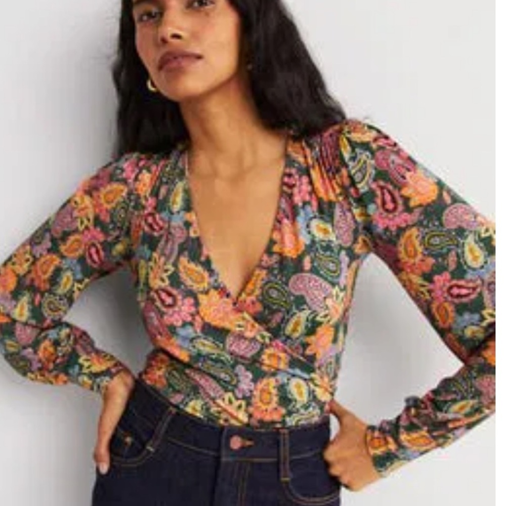 Boden Blouson Wrap Top Long Sleeve 6